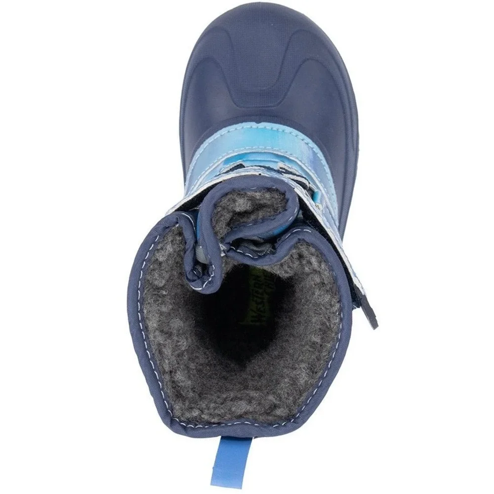 Western Chief Boys Ascend Faux Fur Winter Boots Navy Moose Print Size 8 NEW